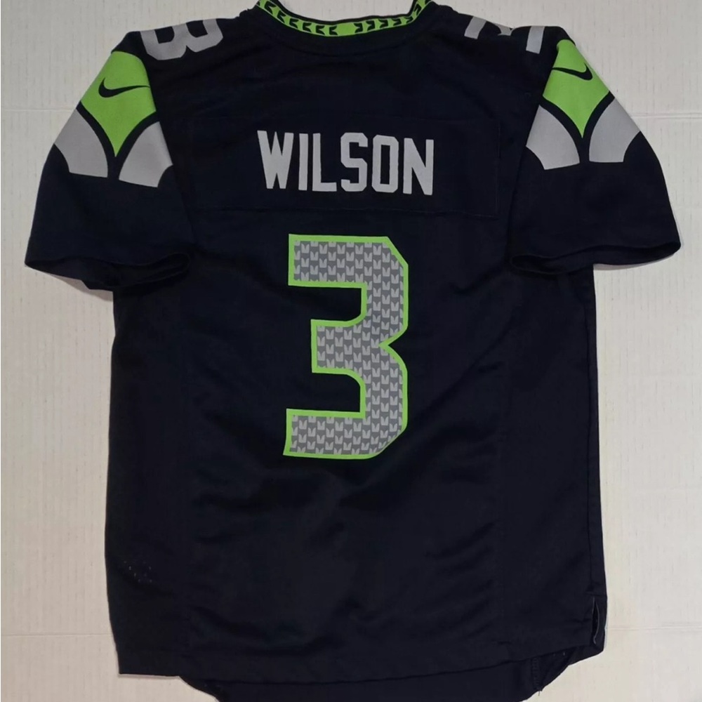 Seahawks Russell Wilson #3 Jersey Boys Blue Seattle Nike On Field NFL Youth M